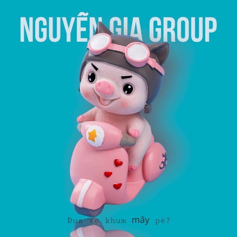 Tượng chibi heo đua xe đáng iu kute- quà lưu niệm, quà sinh nhật tuổi học sinh tại Nguyễn Gia group Cao Đạt Quận 5: