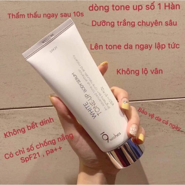 Kem body 9Wishes Dưỡng Trắng Nâng Tông Da Chống Nắng White Tone Up Body Serum