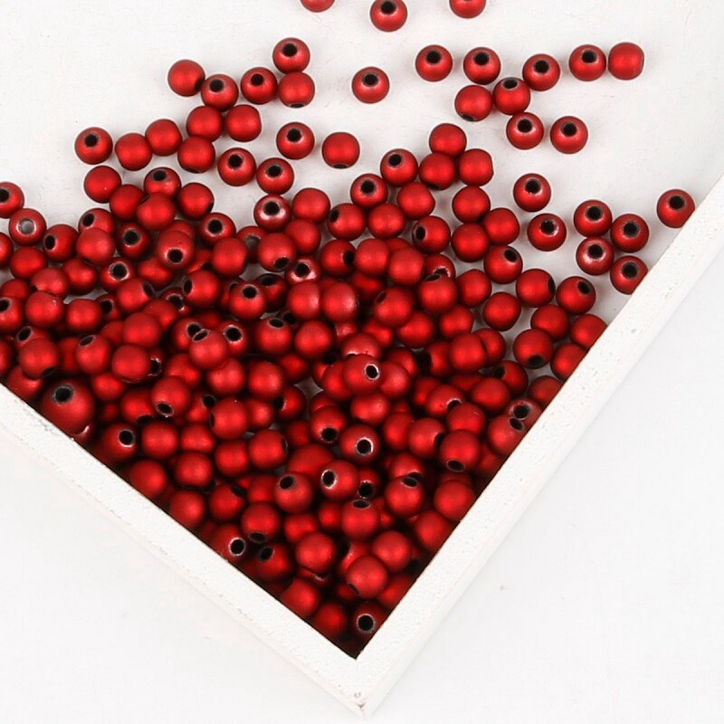 Hạt xâu chuỗi acrylic lỗ lớn làm trang sức màu đỏ đen 6mm/ 8mm/ 10mm/ 12mm/ 14mm/ 16mm