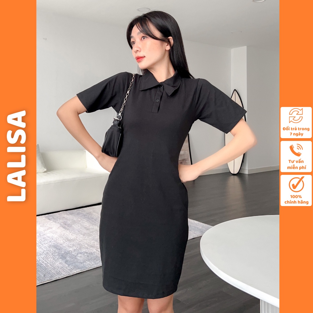 Váy Xinh Polo LALISA Thiết Kế Thời Trang Hàn Quốc Chất Thun Cotton Ôm Body Hai Màu Hồng Đen Đi Dự Tiệc, Đi Chơi VD005