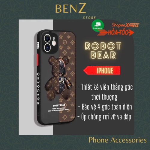 Ốp lưng gấu bearbrick, ốp LV 7/7plus/8/8plus/x/xr/xsMax/11/12/13/pro/max/plus/promax TPU viền in hình BenZ Store