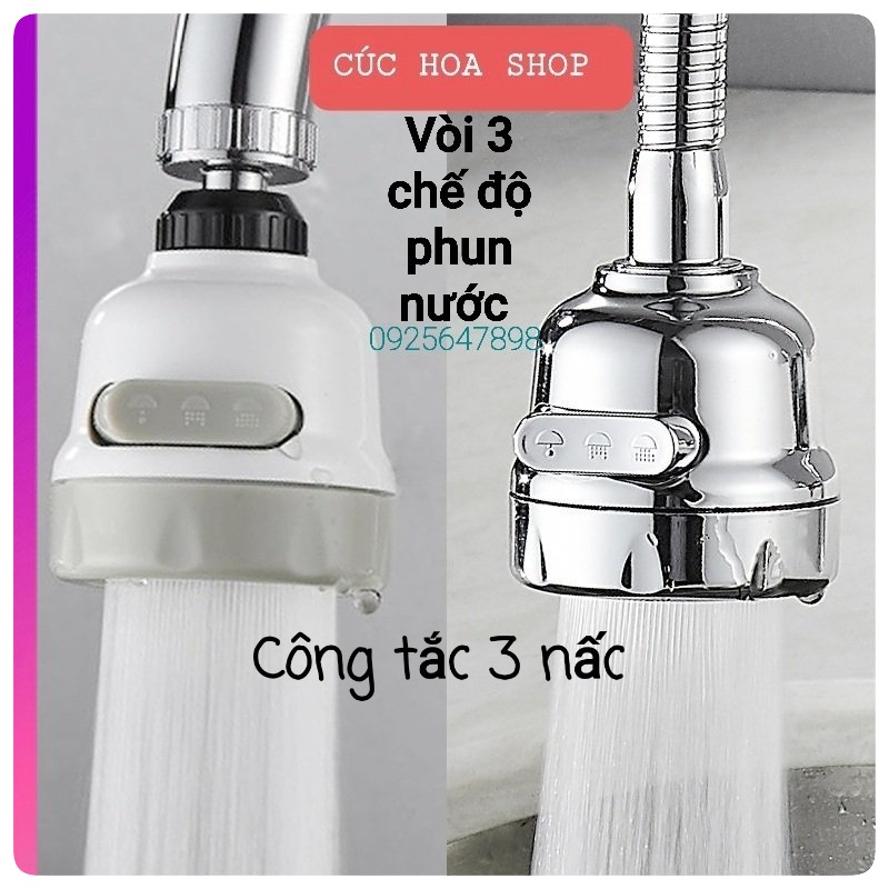 Đầu vòi nước tăng áp xả nước mạnh xoay 360 độ - yobo.vn