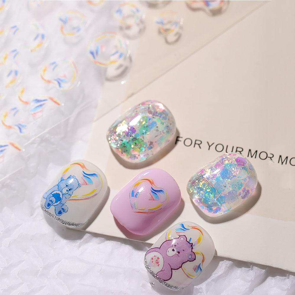 Miếng Dán Móng Tay Trong Suốt Họa Tiết Bong Bóng Trái Tim 5D