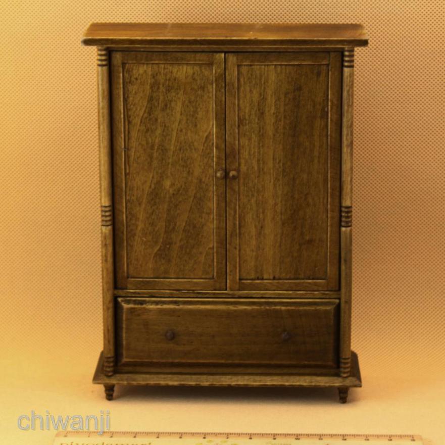 Tủ Quần Áo Bằng Gỗ Phong Cách Vintage Tỉ Lệ 1: 12 Trang Trí Nhà Búp Bê