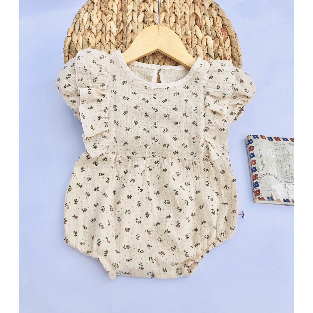 Bodysuit cho bé gái sơ sinh 6 tháng đến 2 tuổi BABY112.VN kiểu hàn quốc chất liệu muslin hoa nhí đỏ mát mịn B006