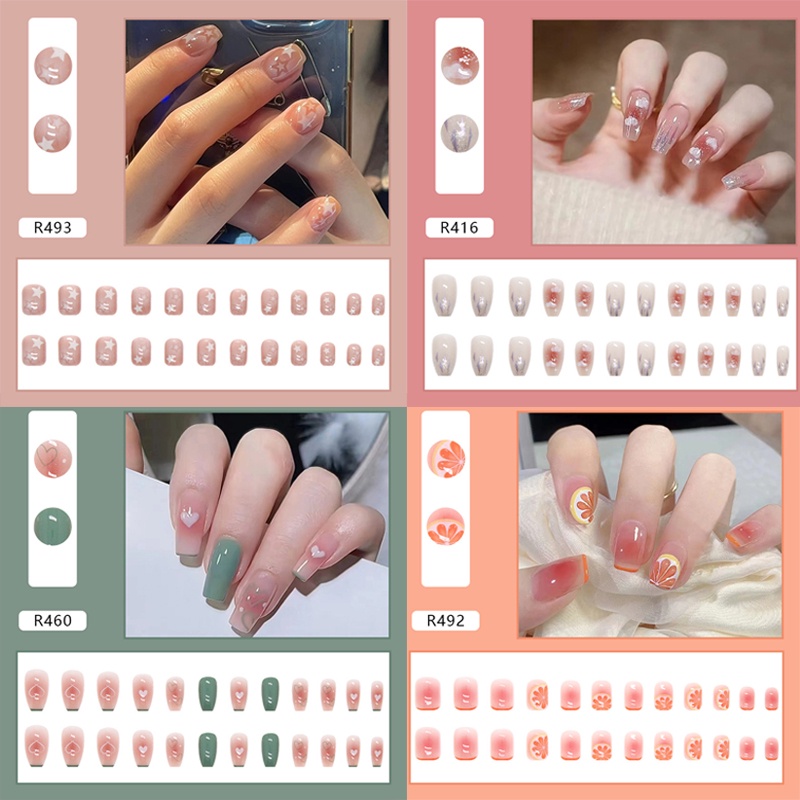 Bộ 24 móng tay giả hình gấu hoạt hình xinh xắn