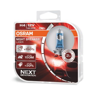 1 đôi bóng đèn tăng sáng, siêu sáng H4  110%- 150% 60/55W - Osram Night Breaker