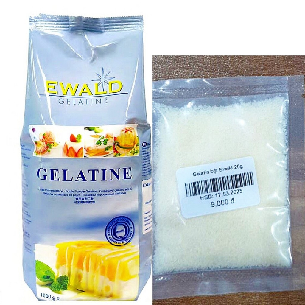 Bột Gelatin Ewald Đức 20 gr- 100gr tách lẻ từ gói 1 kg