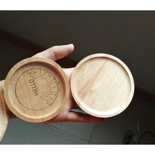 NẮP LY BẰNG GỖ IN HÌNH THỎ - NẮP ĐẬY LY