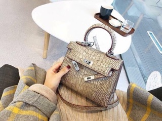 Túi H.M kelly rắn sz20 (Ghi đá)