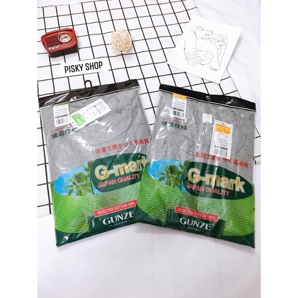 🧑🏻‍🦱Áo lót nam cổ tròn tay ngắn màu xám G-Mark Gunze🧑🏻‍🦱