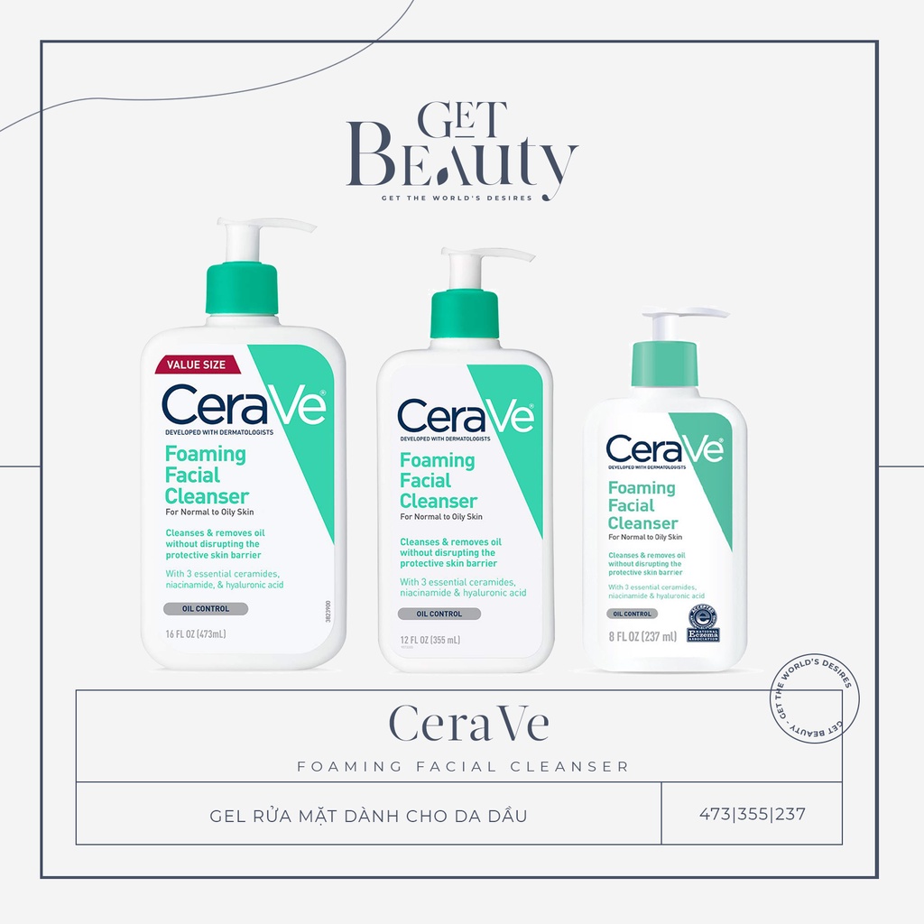 SỮA RỬA MẶT DÀNH CHO DA DẦU CERAVE FOAMING FACIAL CLEANSER 237ML | 355ML | 473ML | BigBuy360 - bigbuy360.vn