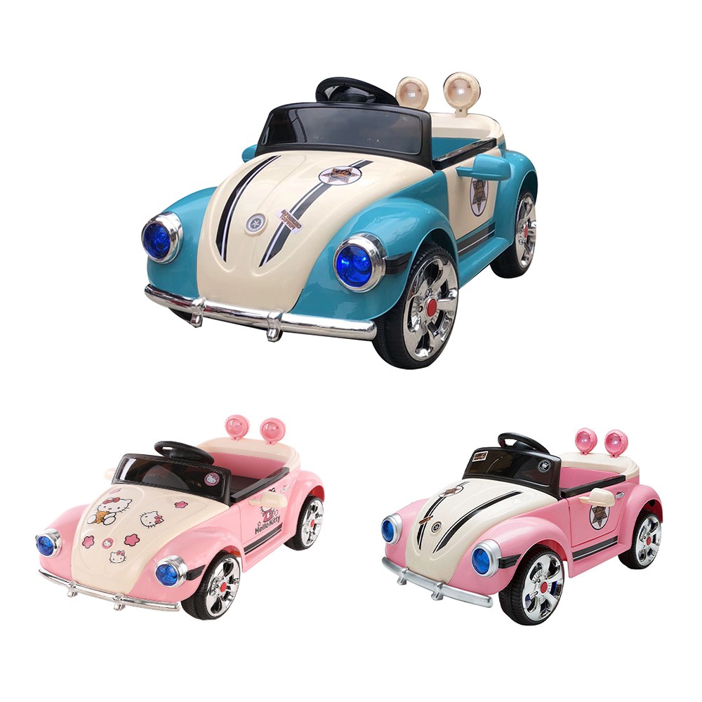 Ô tô xe điện trẻ em BABY-KID mẫu mới HELLO KITTY Màu xanh cho bé trai - Màu hồng kitty cho bé gái