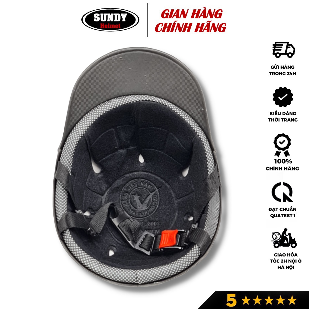 Mũ bảo hiểm nửa đầu lưỡi trai thời trang SUNDY Helmets, chơi thể thao freesize (55-59cm) cá tính, tem hình độc đáo