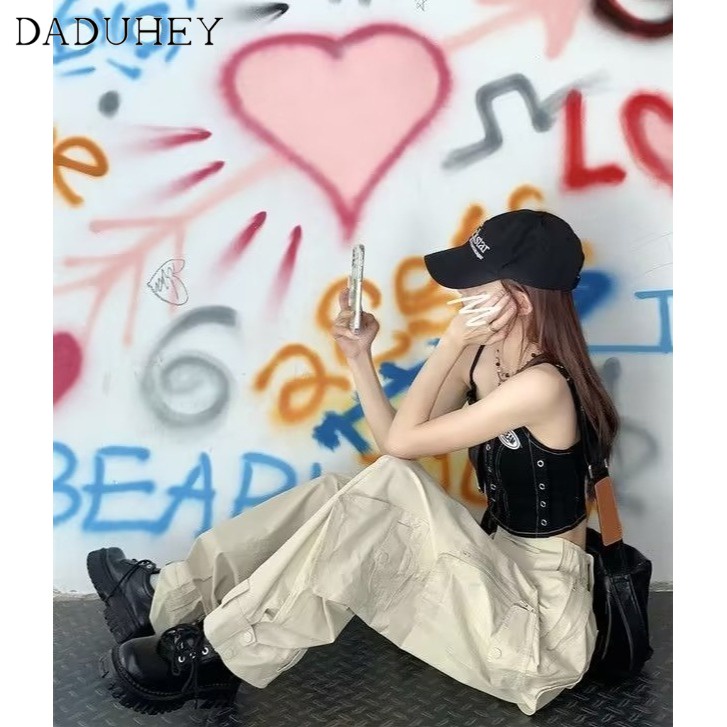 Quần túi hộp mỏng dáng suông rộng nhiều túi kiểu Mỹ sành điệu thường ngày mùa thu 2022 cho nam và nữ