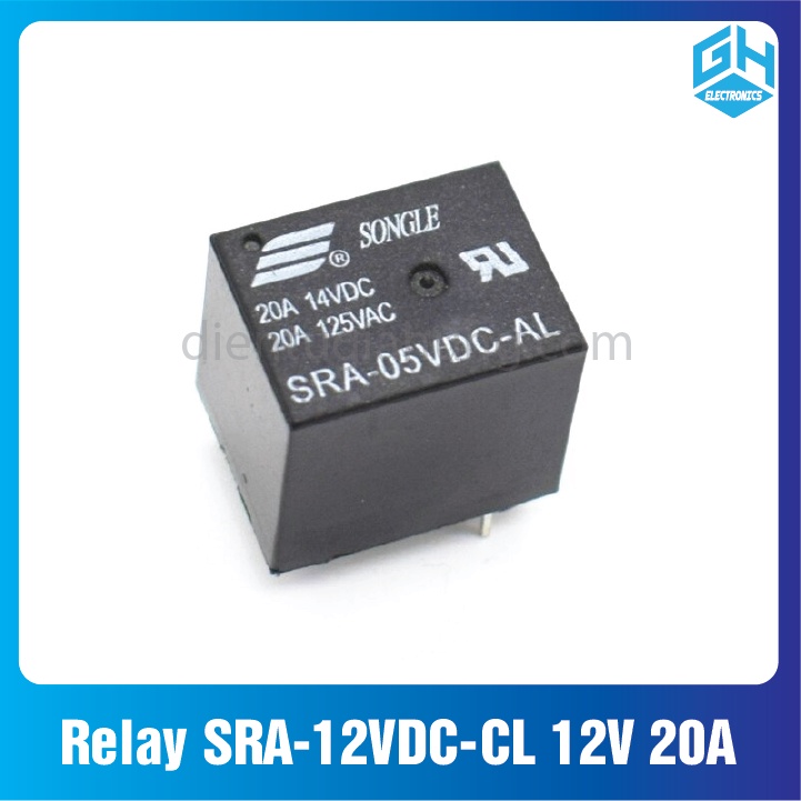 Relay SRA-12VDC-AL lọai 12V 20A 4 chân màu đen