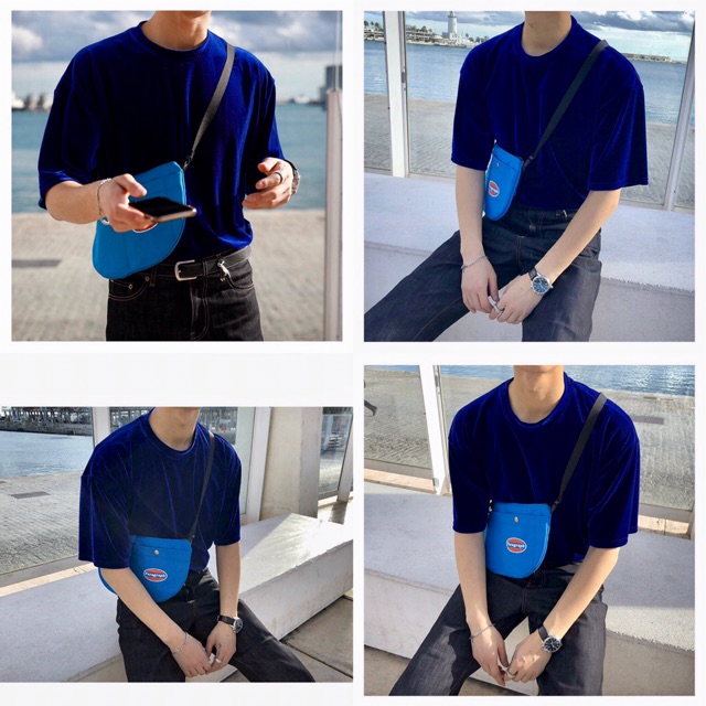 Áo thun nhung form rộng , tay lỡ ,màu xanh cobalt