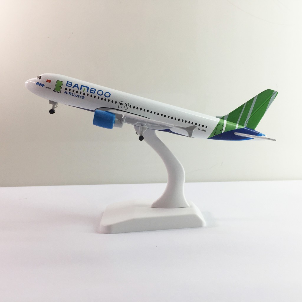 Mô hình máy bay kim loại hàng không Tre Việt Bamboo Airways 16cm dòng Airbus A320 món quà tặng mô hình tĩnh die-cast