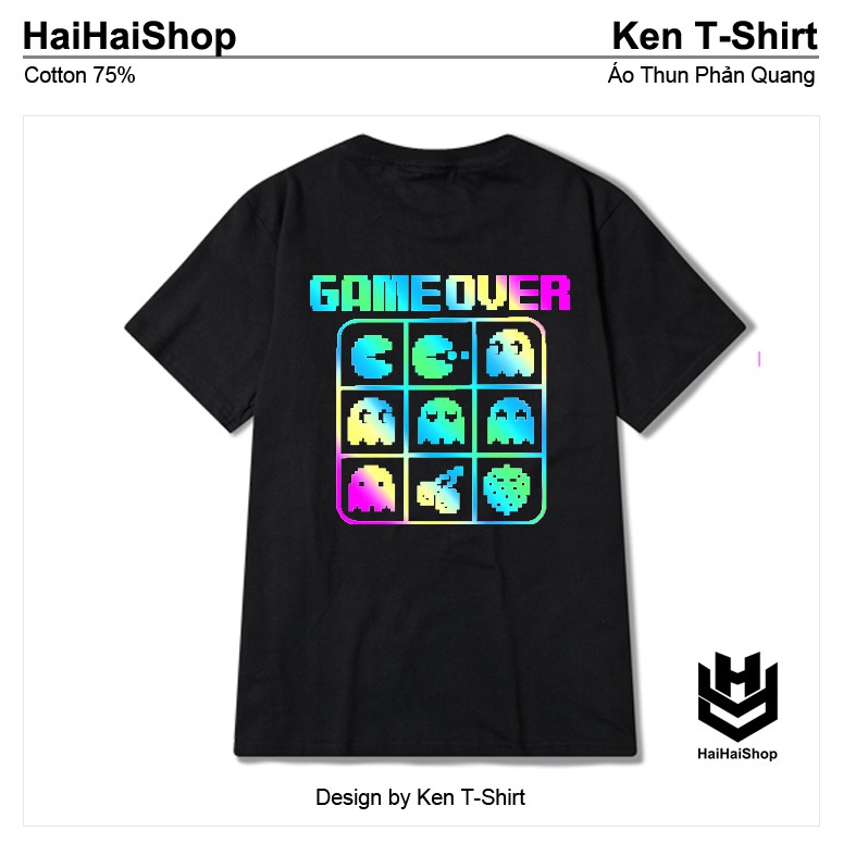 Áo Thun Unisex Phản Quang Game Over Cotton 75% form Rộng Ken T-Shirt.