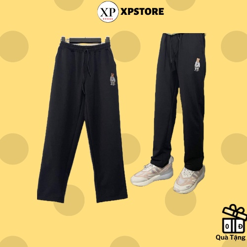 Quần Ống Suông Nam Nữ - Quần ống suông Thêu Gấu Form unisex  (Ảnh Thật)