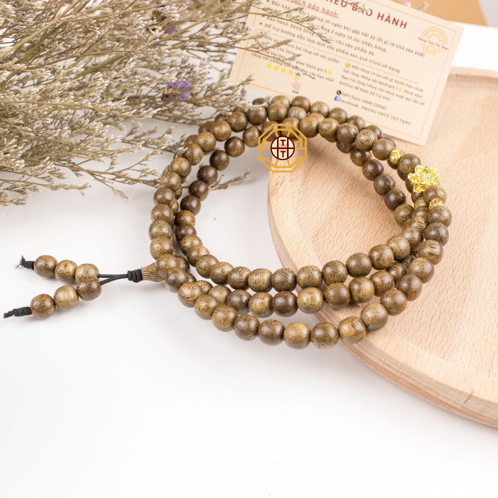 Vòng Trầm Hương Tốc [TẶNG TÚI GẤM] Có Mẫu mix Hoa Sen, Vòng tay phong thủy gỗ chuỗi tràng 108 hạt - Phong Thủy Tây Tạng