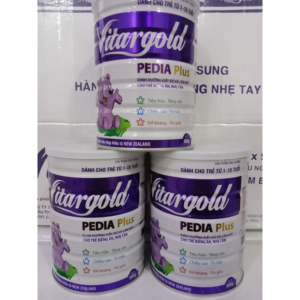 SỮA BỘT VItargold Pedia Plus CHO TRẺ BIẾNG ĂN, NHẸ CÂN 1 ĐẾN 10 TUỔI LON 900G