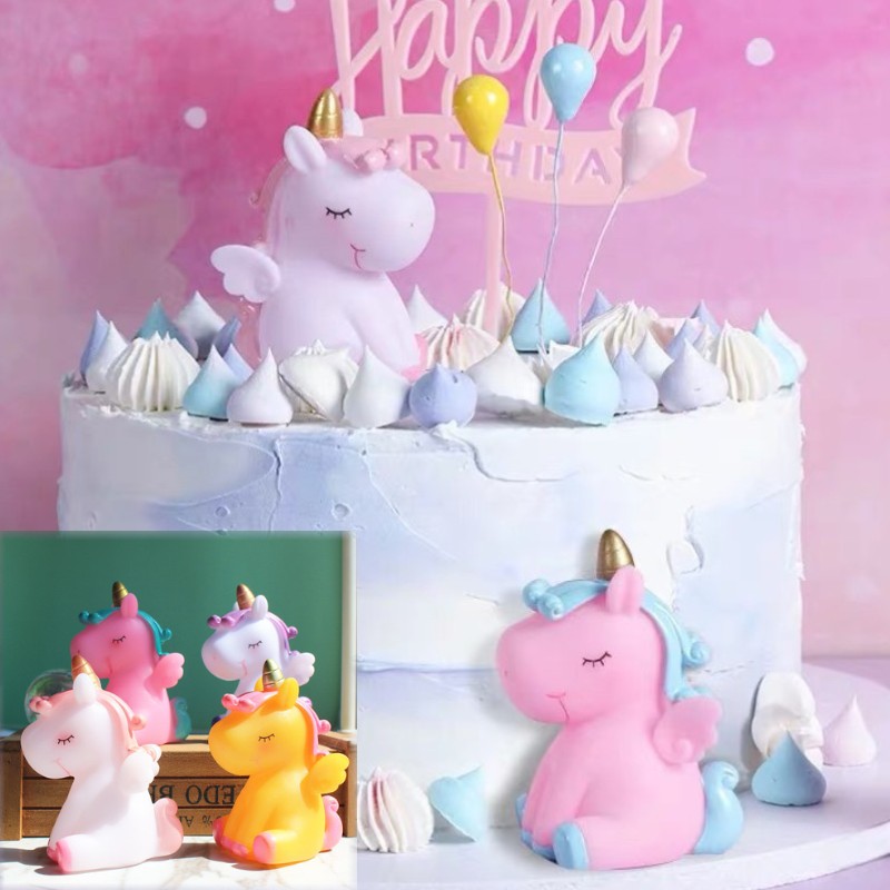 Phụ kiện trang trí bánh kem hình ngựa một sừng 1 tuổi