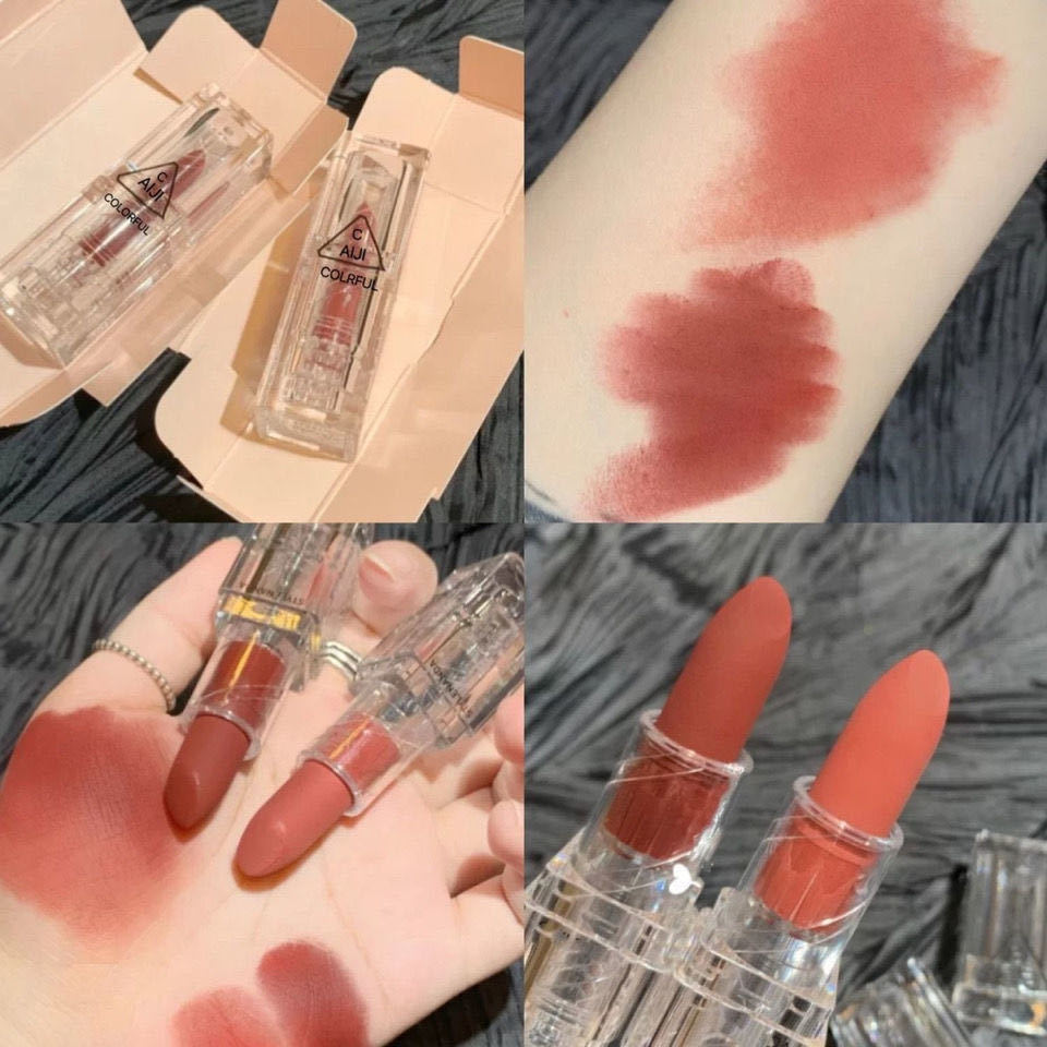 [CAIJI] Little ice cube moisturizing lipstick, velvet matte lip gloss, waterproof, sweat-proof, easy-to-color lipstick, non-stick student lipstick, wholesale lipstick