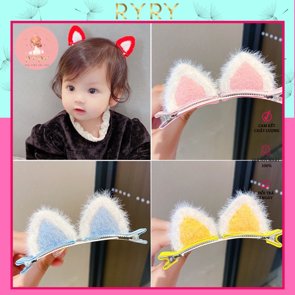 Set 2 Kẹp Tóc Tai Mèo Thỏ Xinh Xắn Đáng Yêu Cho Bé Gái
