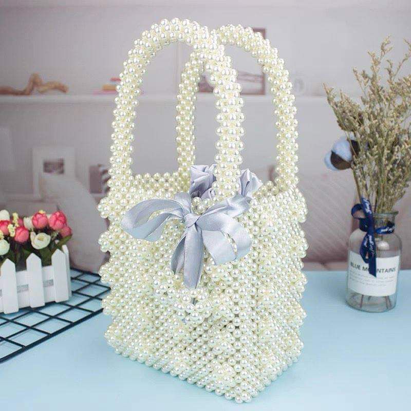 Túi xách tay kết hạt cườm ngọc trai handmade quý phái