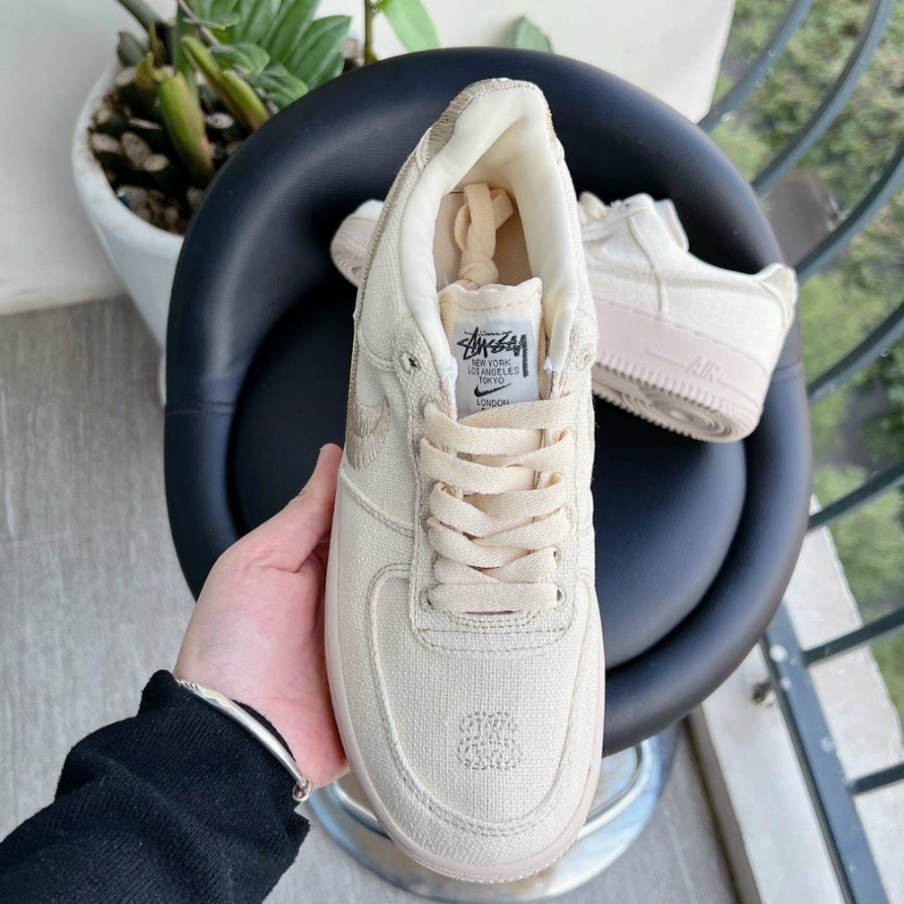 Giày Sneaker Af1 Stussy Fossil Siêu Đẹp-Ảnh Thật, AF1 VẢI NÂU BẢN CAO CẤP ẢNH THẬT SHOP TỰ CHỤP