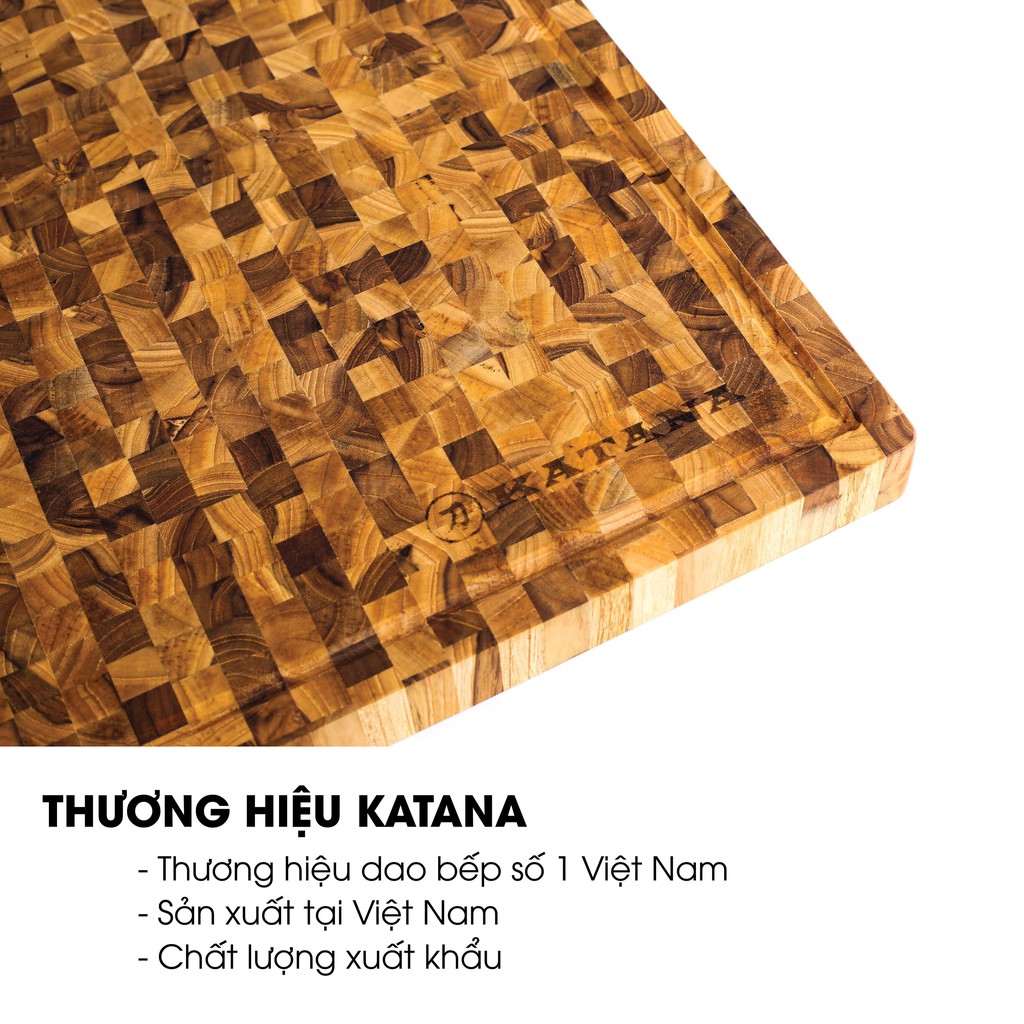 Thớt vuông KATANA gỗ Teak đầu cây cao cấp cỡ lớn - KT07