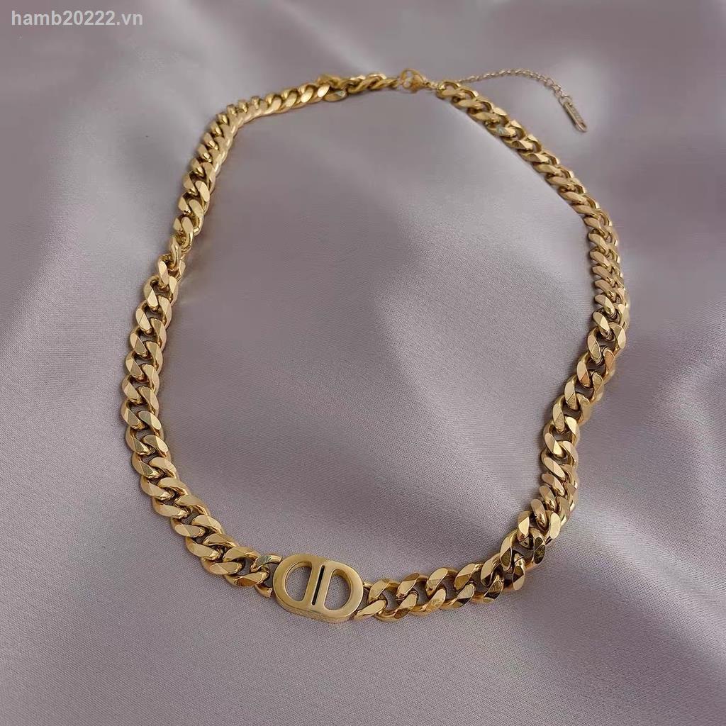 Dây Chuyền Mạ Vàng 18K Mặt Hình Chữ D Phong Cách hip hop Âu Mỹ
