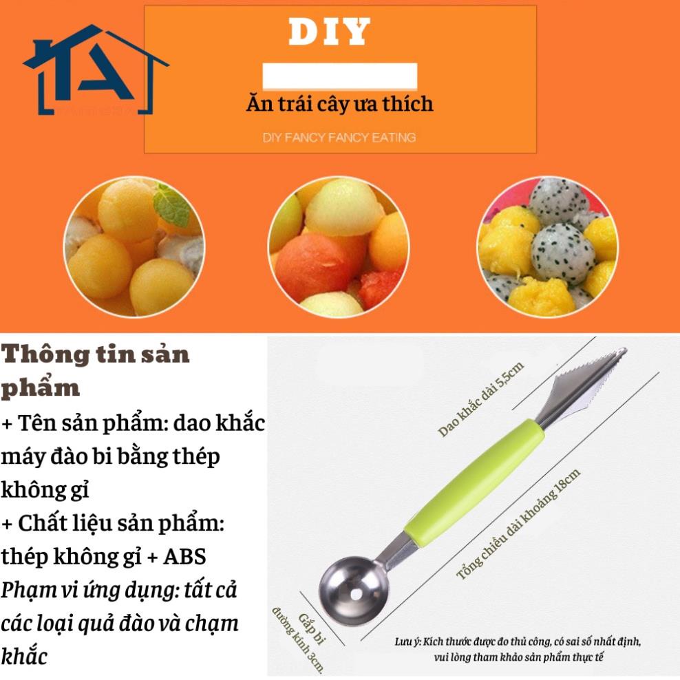 Dao tỉa 2 đầu inox nạo tạo hình trái cây củ quả thẩm m