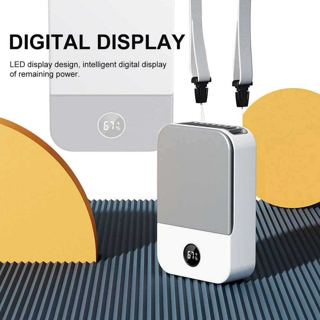 Quạt Làm Mát Mini Đeo Cổ 3 Tốc Độ Yên Tĩnh Có Thể Sạc Lại Bằng Cổng USB Dùng Cho Mùa Hè