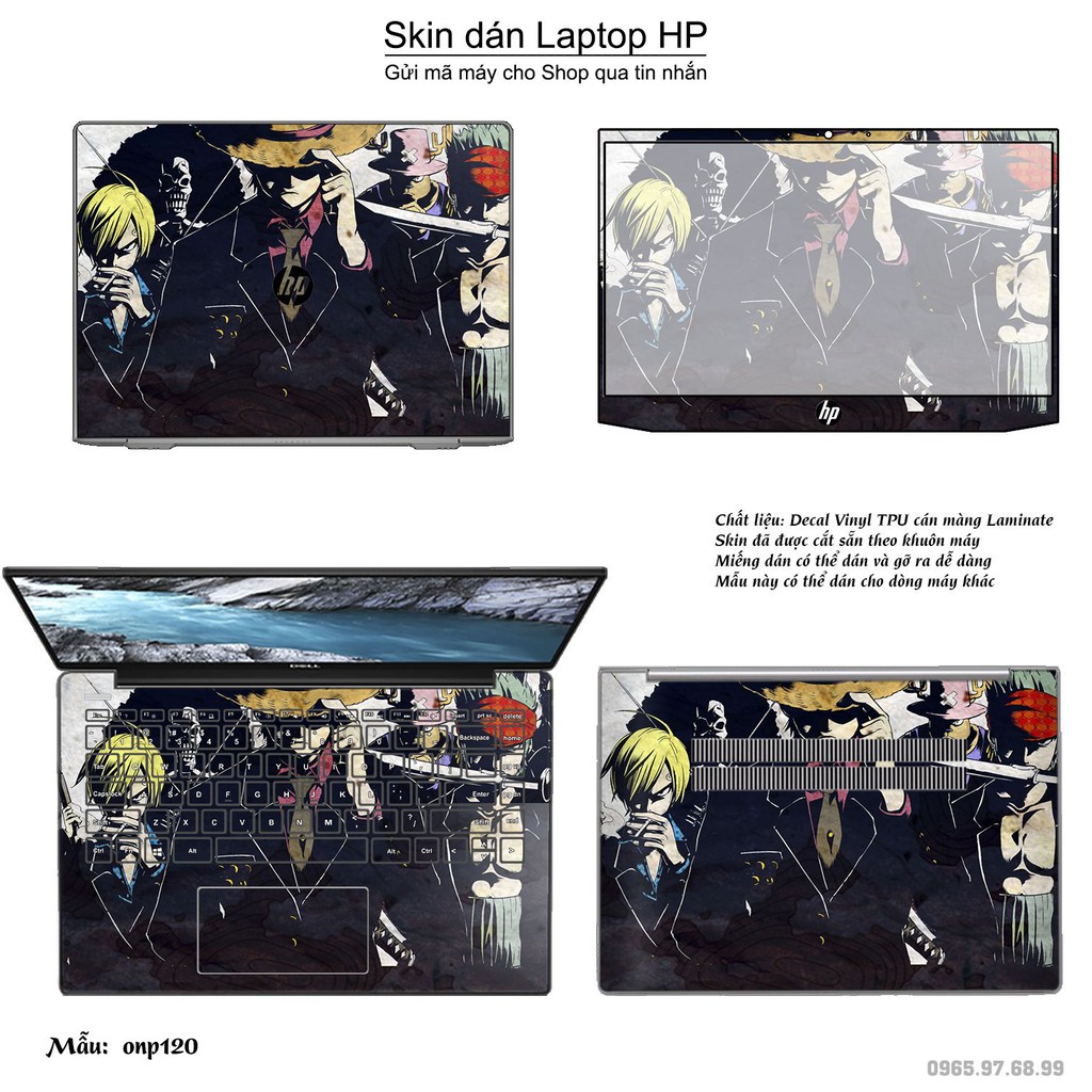 Skin dán Laptop HP in hình One Piece _nhiều mẫu 13 (inbox mã máy cho Shop)