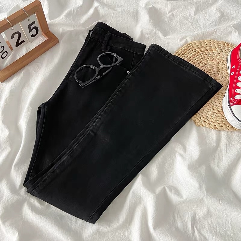 Quần Jean Ống Bát Đen Trơn basic co dãn lưng cao TOPSHOP