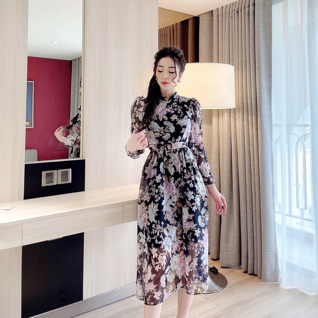 Đầm cổ tàu 🔸 HÀNG LOẠI 1 🔸 đầm dáng xòe chất liệu tơ mềm mại, form tôn dáng siêu hot | BigBuy360 - bigbuy360.vn