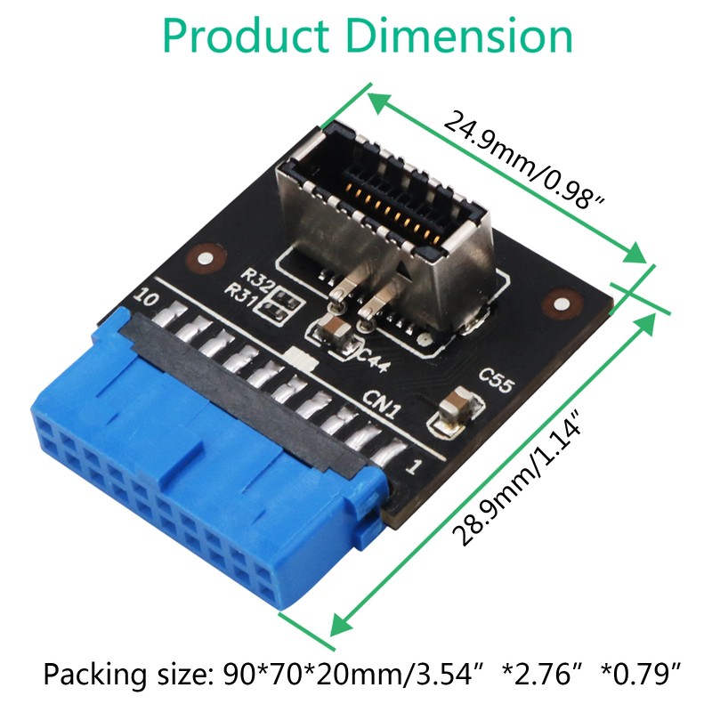 Psy Type C USB3.1 Front Panel Socket USB 3.0 19 Pin to TYPE-E 20Pin Header Extension