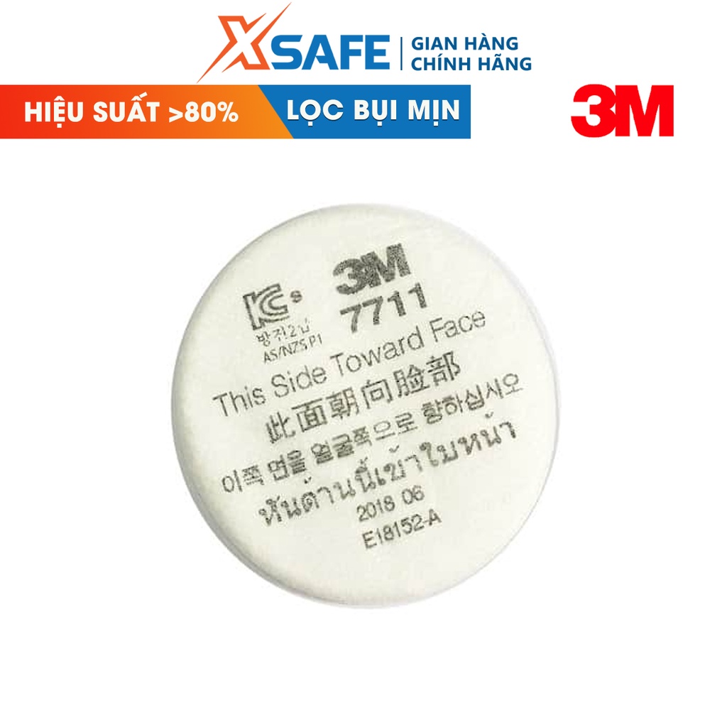 Tấm lọc bụi 3M 7711 lọc bụi nhỏ đến 0,3um, dùng cho mặt nạ phòng độc 3M 3200 - chính hãng 3M - xsafe