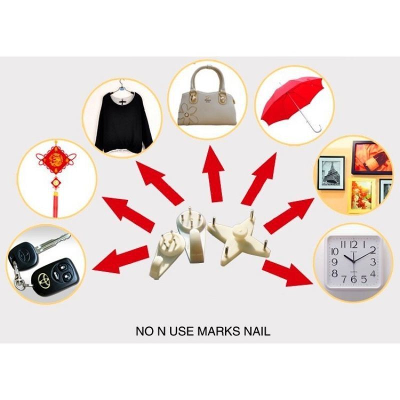 Set 100 móc đóng đinh treo vật dụng, đỡ khung tranh, ghim tường, móc 3 chân, 4 chân