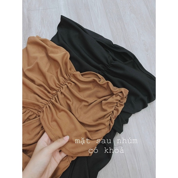 Váy tăm trễ vai dáng dài