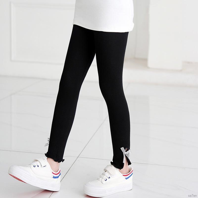 Quần Legging Phối Nơ Vải Cotton Dễ Thương Phong Cách Hàn Quốc Dành Cho Bé Gái Từ 2 - 11 Tuổi