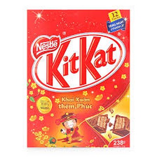 Sôcôla Kit Kat Nestlé hộp Khai xuân thêm phúc 238g (12 thanh + Tặng 2 thanh)