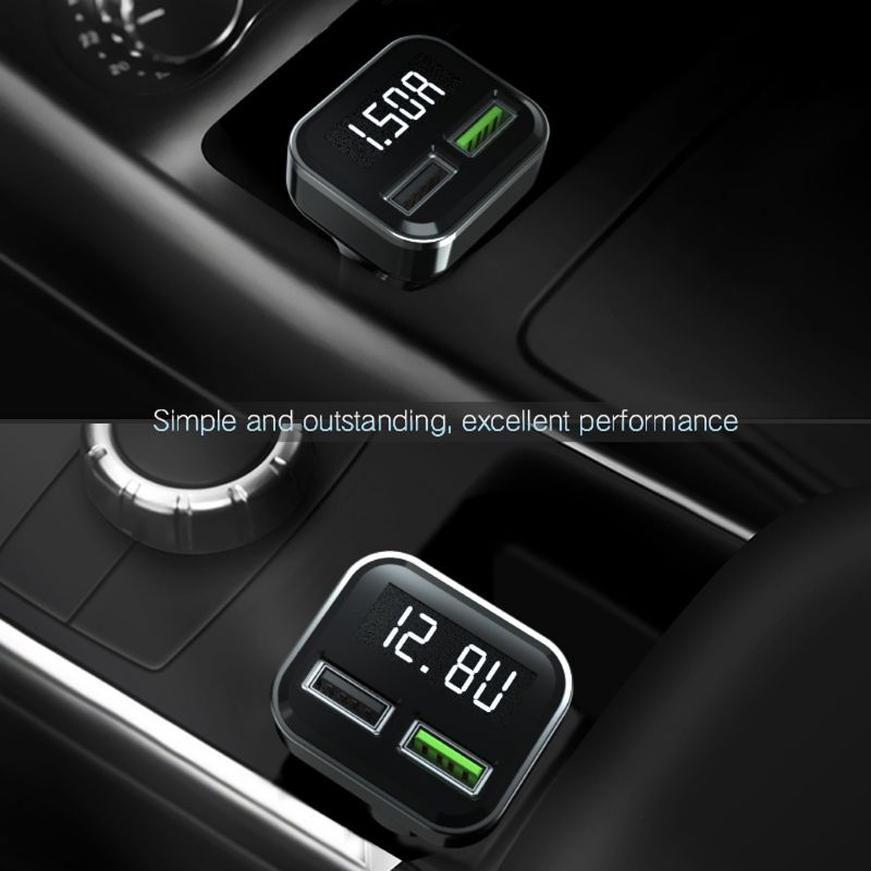 QUU* Quick Charge 3.0 Dual USB Car Charger LED Voltage Current Display For iPhone HTC