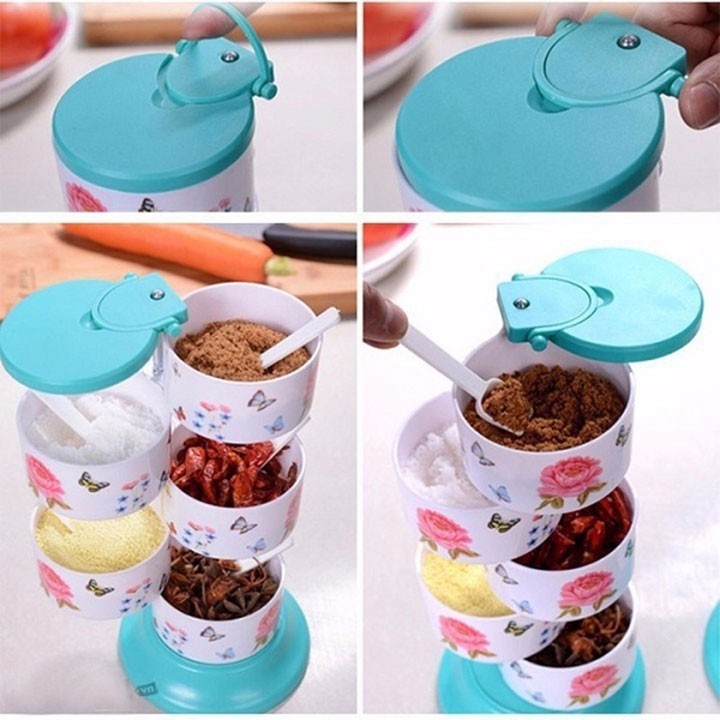 [Hot]-[ Siêu Khuyến Mại] - Kệ Đựng Gia Vị 5 Tầng Xoay 360 Độ