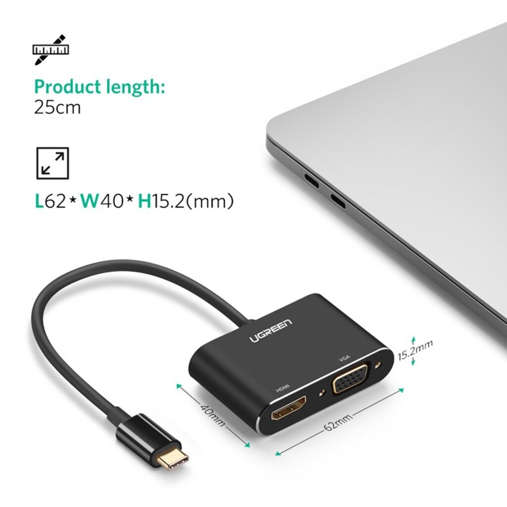 Cáp Chuyển USB Type C To HDMI và VGA 4K Ugreen 50505
