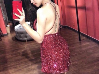 Đầm kim sa hở lưng