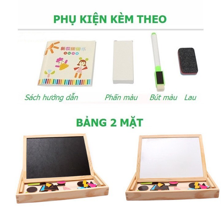 Bảng Gỗ Nam Châm Ghép Hình 2 mặt cho bé