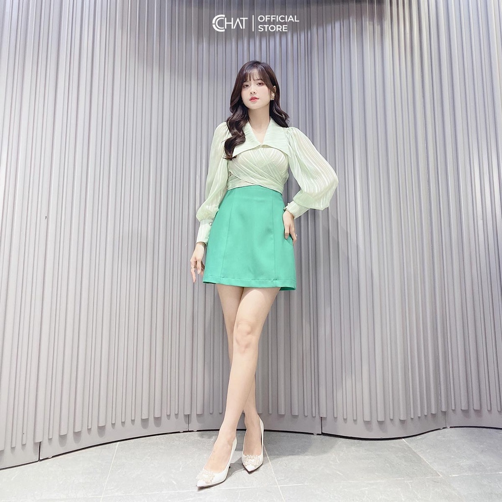 Áo Sơ Mi Nữ 𝐂𝐂𝐇𝐀𝐓 Cổ Đức Mặc 2 Kiểu Chất Lụa Cao Cấp Phong Cách Trẻ Trung 12FDL2050OT